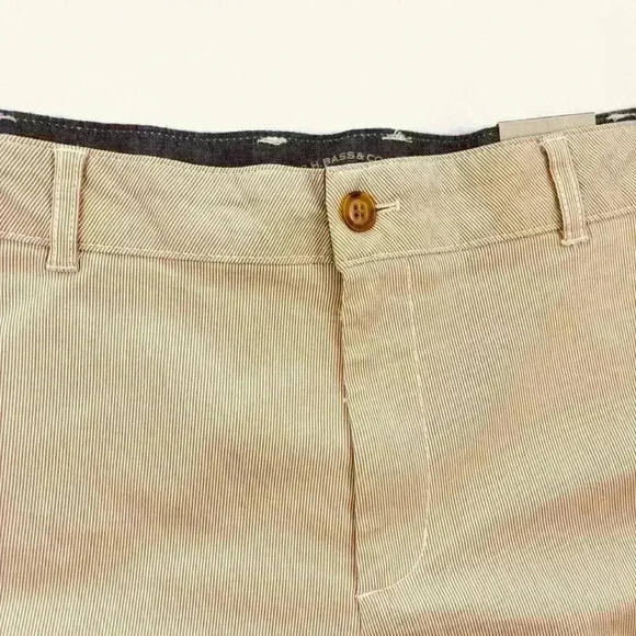 NWT G.H. Bass Co Tan Pinstripe Stretch Long Bermuda Chino Walking Short Size 14 - Picture 11 of 14